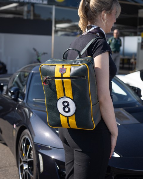 Vintage Lederrucksack NO.8 Grün/Gelb
